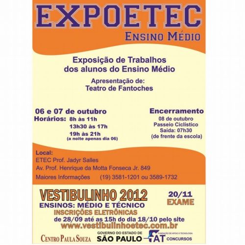 Etec Prof. Jadyr Salles promove EXPOETEC do Ensino Médio