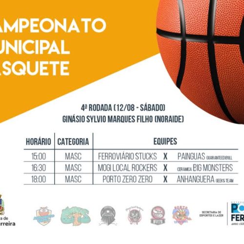 Campeonato Municipal de Basquete tem quarta rodada no sábado com três jogos