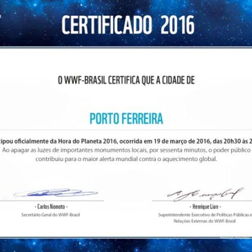 ONG envia agradecimento ao município pela participação na Hora do Planeta
