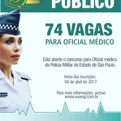 Médico Estagiário: Polícia Militar de São Paulo abre concurso para 74 vagas