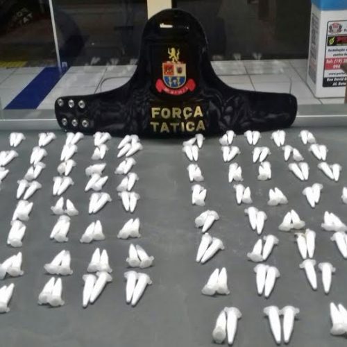 PM localiza 158 pinos com cocaína em praça do Cristo Redentor; dois indivíduos conseguiram fugir