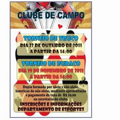 Clube de Campo – O Torneio de Truco será nesse sábado