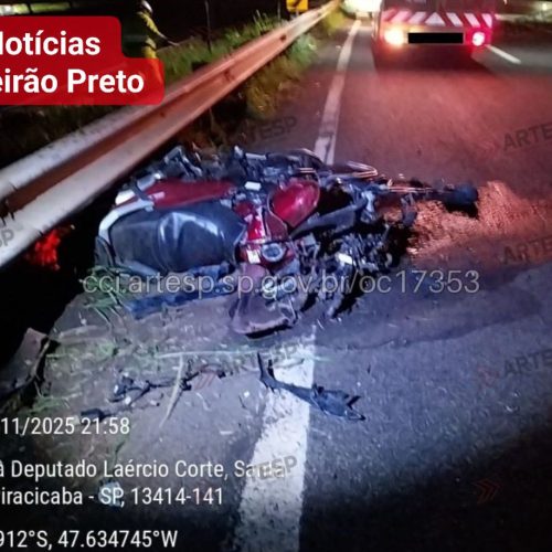 Motociclista morre após colisão com defensa metálica na SP-147