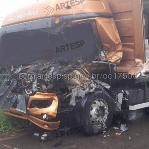 Colisão entre caminhões na SP-333 mata uma pessoa; trecho ficou interditado por mais de duas horas