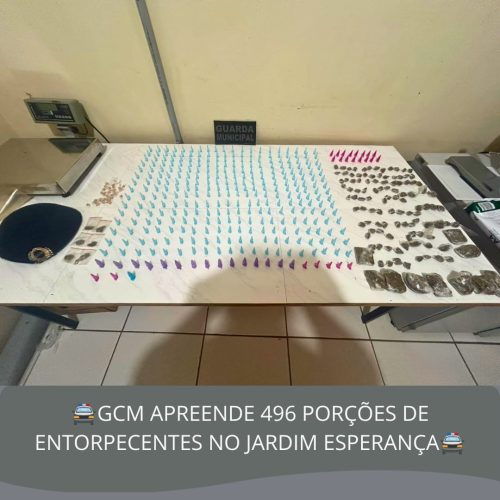 GCM apreende 496 porções de drogas no Jardim Esperança, em Porto Ferreira