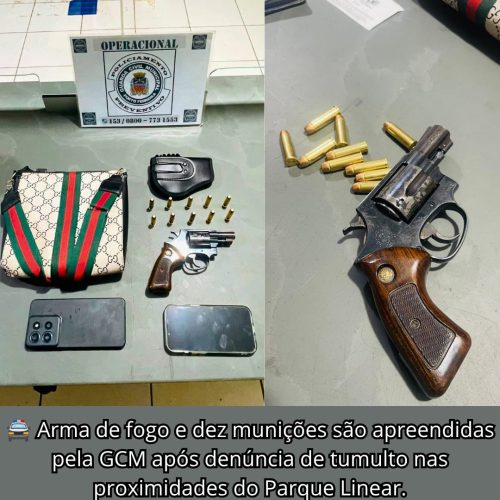 Arma e munições são apreendidas pela GCM durante ocorrência no Parque Linear em Porto Ferreira