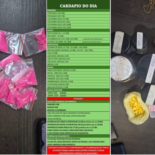 Traficantes são presos por usar ‘cardápio do dia’ para vender drogas