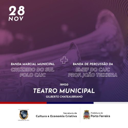 Concerto de Fim de Ano das Bandas Municipais de Porto Ferreira com Polo no Caic será nesta quinta