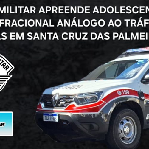PM apreende adolescentes por ato infracional ligado ao tráfico no centro de Santa Cruz das Palmeiras