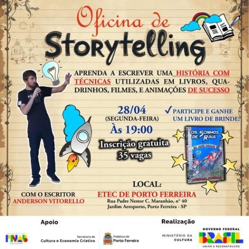 Workshop presencial em Porto Ferreira ensina técnicas de narrativa usadas em livros e séries