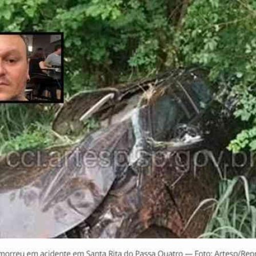 Santa Rita do Passa Quatro: Motorista morre ao bater carro contra árvore e capotar na SPA-241