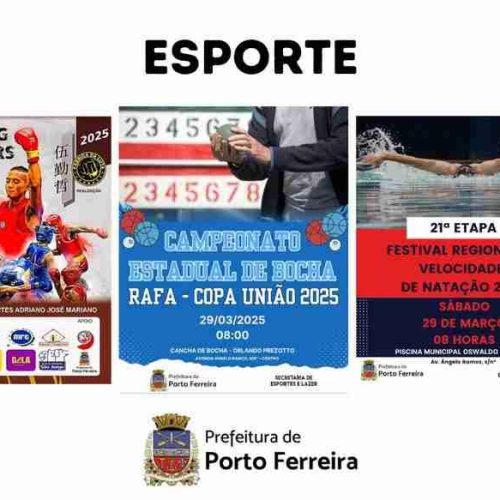 Fim de semana esportivo agita Porto Ferreira com competições estaduais e regionais.