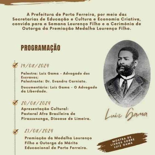 Cultura de Porto Ferreira promove a Semana Professor Lourenço Filho – 2024, entre os dias 19 e 21/08