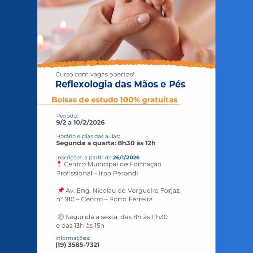 Cursos gratuitos começam na próxima semana em Porto Ferreira; os interessados devem se inscrever presencialmente.