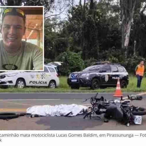 Pirassununga: motociclista morre em acidente com caminhão na Rodovia Pira-Cachoeira (SP-201)