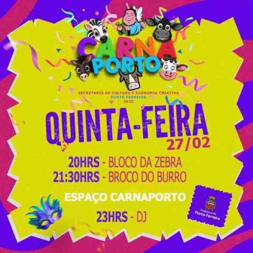 Porto Ferreira divulga as regras que deverão ser seguidas pelos foliões durante o CarnaPorto2025