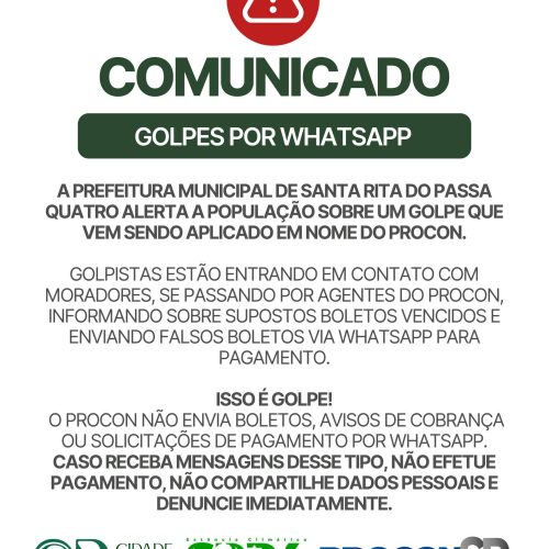Golpistas se passam por agentes do Procon e enviam boletos falsos em Santa Rita do Passa Quatro
