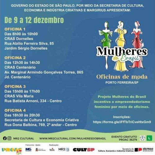 Porto Ferreira recebe de 09 a 12/12 o “Projeto Mulheres do Brasil” sobre o empreendedorismo feminino
