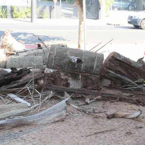 Calçada da Câmara de Porto Ferreira está em reforma, sendo necessária atenção ao transitar no local