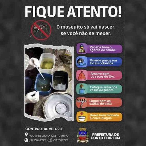 Atenção Porto Ferreira! Outubro registra mais que o dobro de casos de Dengue em relação a setembro