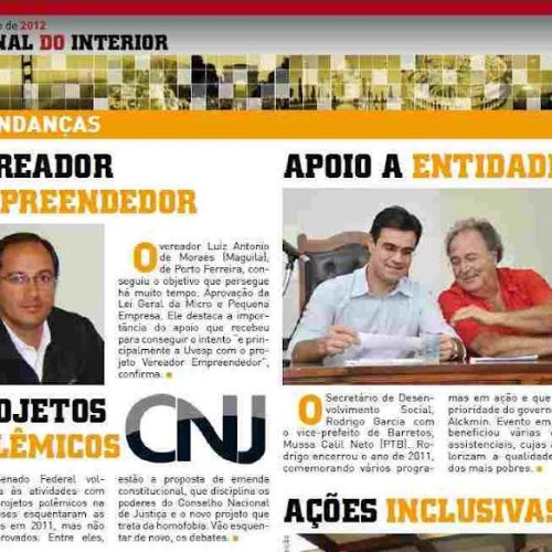 Jornal do Interior destaca o trabalho de Maguila na criação de Lei Municipal