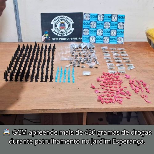 GCM de Porto Ferreira localiza mais de 430 gramas de drogas abandonadas durante perseguição no Jardim Esperança