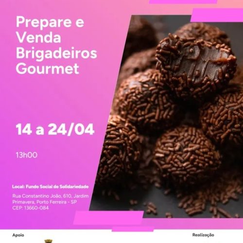 Curso gratuito de brigadeiros gourmet abre inscrições em Porto Ferreira