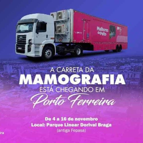 Últimos dias para realização de exames na Carreta da Mamografia, no Parque Linear em Porto Ferreira