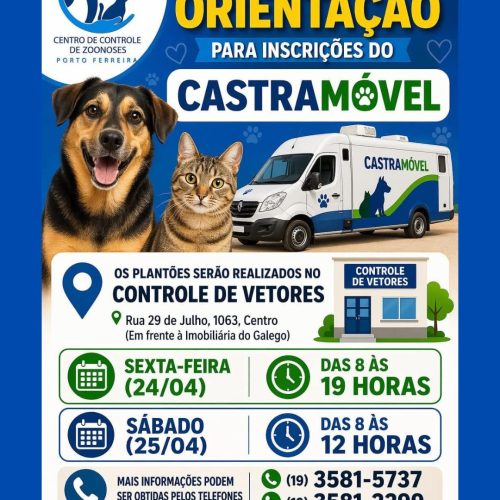 Plantões extras orientam inscrições para castramóvel em Porto Ferreira