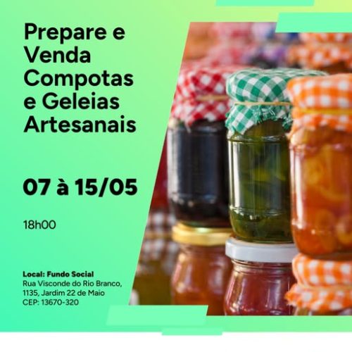 Curso gratuito ensina produção de compotas e geleias artesanais em Santa Rita do Passa Quatro