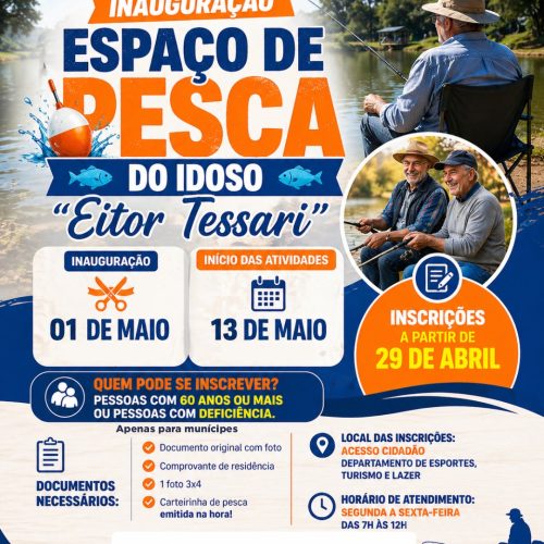 Espaço de pesca do idoso será inaugurado em Santa Cruz da Conceição