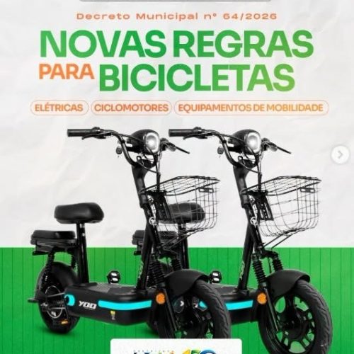 Santa Cruz das Palmeiras regulamenta circulação de bicicletas elétricas e ciclomotores