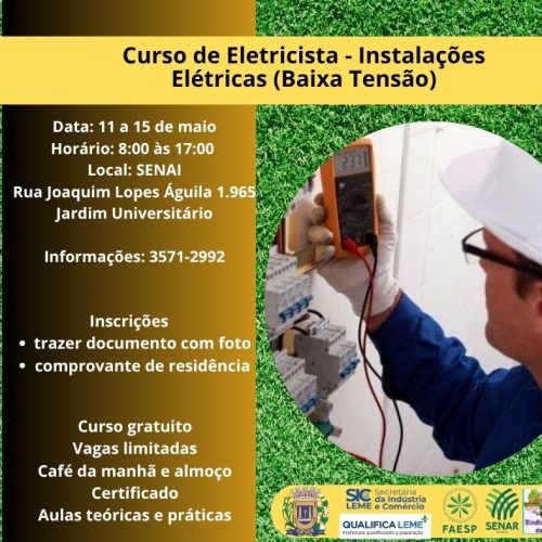 Cursos gratuitos de capacitação profissional abrem inscrições em Leme
