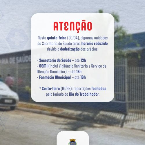 Unidades de saúde de Porto Ferreira têm horário reduzido nesta quinta-feira para dedetização