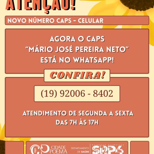 Caps de Santa Rita do Passa Quatro disponibiliza WhatsApp para atendimento à população