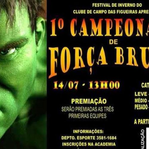 1º Campeonato de Força Bruta acontece sábado, 14, no Clube de Campo
