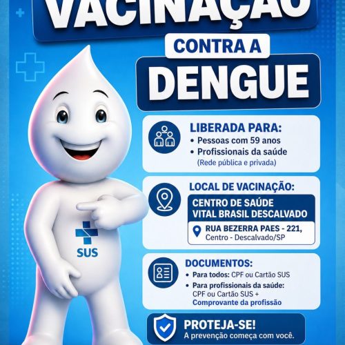 Vacinação contra a dengue é ampliada em Descalvado