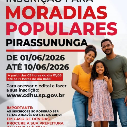CDHU abre inscrições para 50 moradias populares em Pirassununga no dia 1º de junho