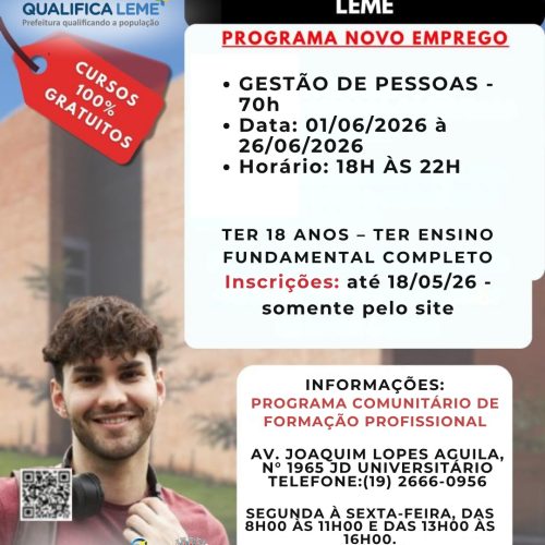 Prefeitura de Leme abre inscrições para curso gratuito de gestão de pessoas