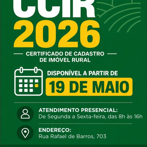 Certificado de Cadastro de Imóvel Rural poderá ser emitido a partir de 19 de maio em Leme