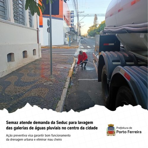 Porto Ferreira realiza limpeza preventiva em galerias pluviais no Centro