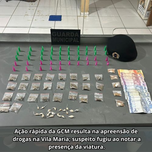 GCM apreende drogas durante patrulhamento na Vila Maria em Porto Ferreira
