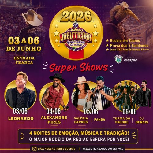 Jabuticaba Rodeo Festival 2026 promete agitar Casa Branca com grandes atrações