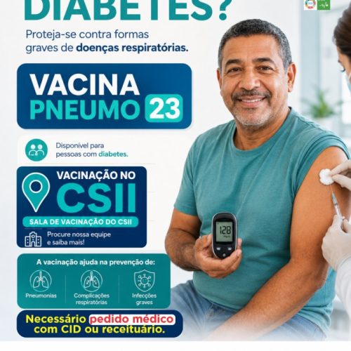 Vacina Pneumo 23 reforça proteção de pessoas com diabetes em Leme