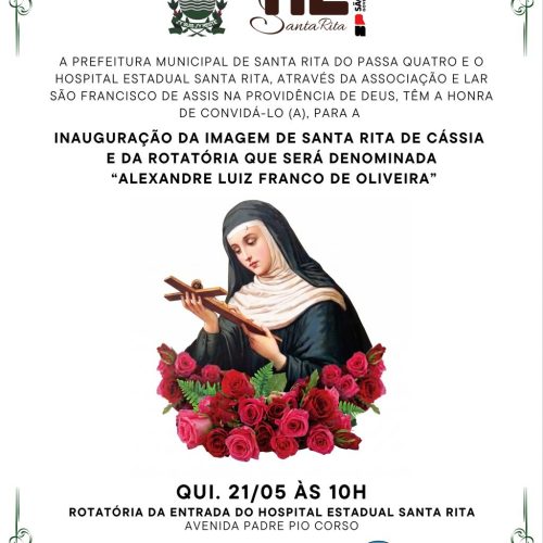 Santa Rita inaugura imagem da padroeira e homenageia morador com nome de rotatória