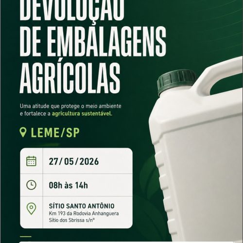 Leme recebe ação itinerante para devolução de embalagens agrícolas nesta quarta-feira (27/05)