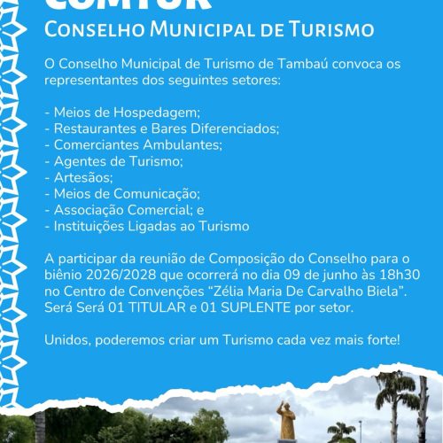 COMTUR de Tambaú abre inscrições para composição do conselho no biênio 2026/2028