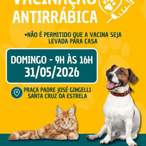 Vacinação antirrábica gratuita acontece em Santa Cruz da Estrela no dia 31 de maio