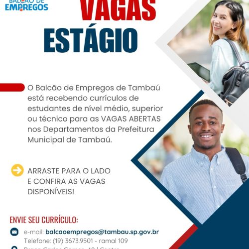 Balcão de Empregos de Tambaú abre vagas de estágio para estudantes