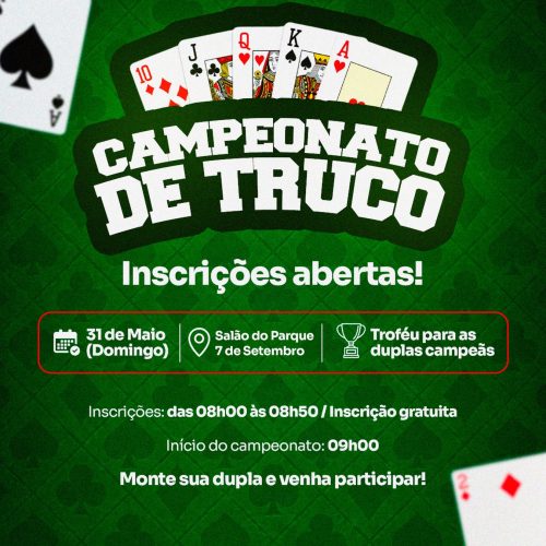 Campeonato de truco promete movimentar Santa Cruz das Palmeiras no fim de semana (31/05)
